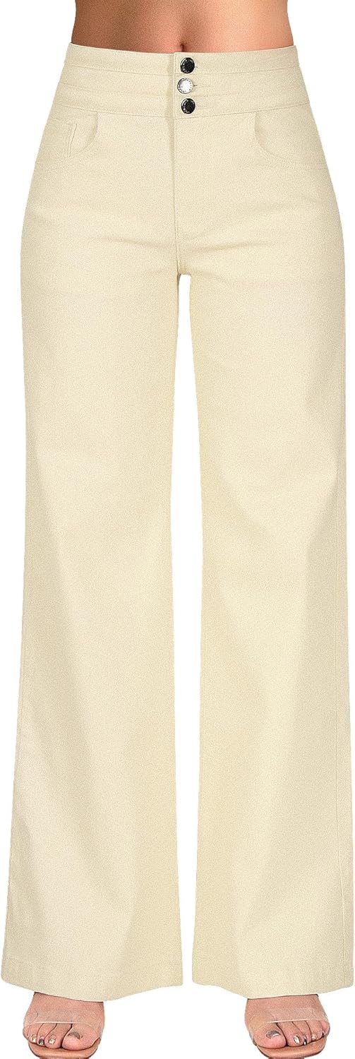 roswear Women's Wide Leg Jeans Casual High Waisted Stretch Baggy Loose Denim Pants