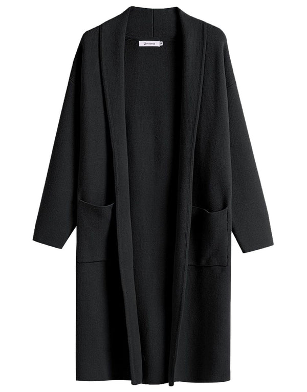 ANRABESS Women's 2023 Fall Cardigan Sweater Long Sleeve Open Front Lapel Coat Casual Knit Coatigan Jacket with Pockets